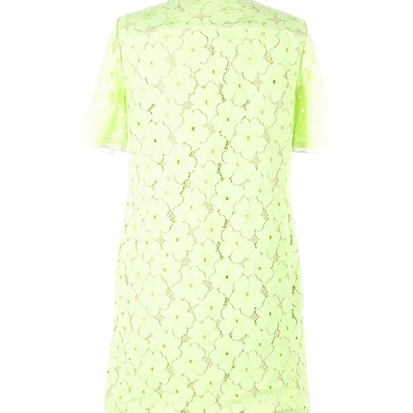 Diane von Furstenberg DVF Lace Shift Dress Lime Green Designer Mini Sz 10 - Picture 3 of 4